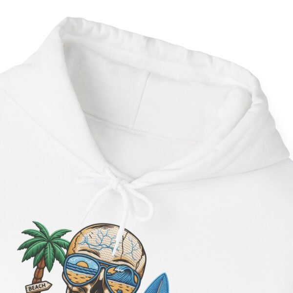 Beach Vibes Only, Skull Surf Hoodie With Attitude Embroidery Style Effect