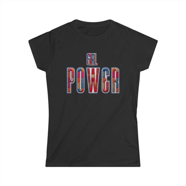 Girl Power Women’s Tee – Wear Your Strength, Share the Energy, Embroidery Style Effect