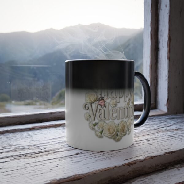 Color-Changing Mug ,Happy Valentine Mug, Vintage Floral 11oz