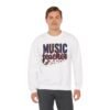 Music Teacher Crewneck Sweatshirt, Vintage Instrument & Musical Notes Design, Thread-style Effect