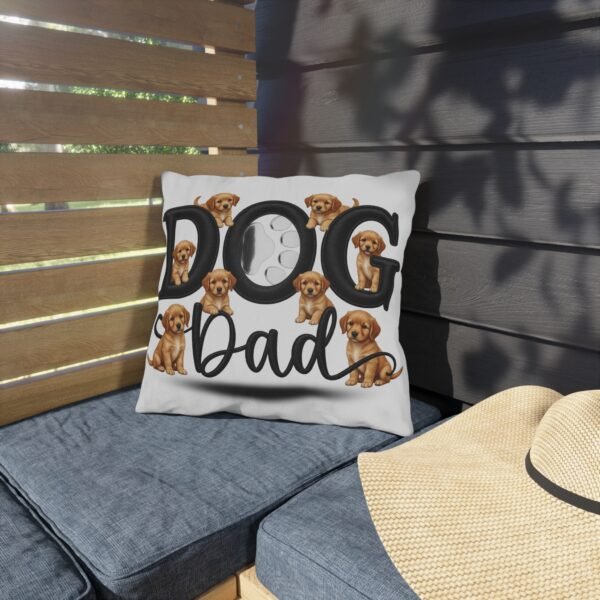 Dog Dad Outdoor Pillow, Cute Puppy Paw Print Accent for Porch & Patio, Father's Day Gift, Embroidery Style Effect