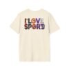 I Love Sports T-Shirt, Bold Embroidery-Style Graphic Tee for True Sports Lovers, Men's Tee