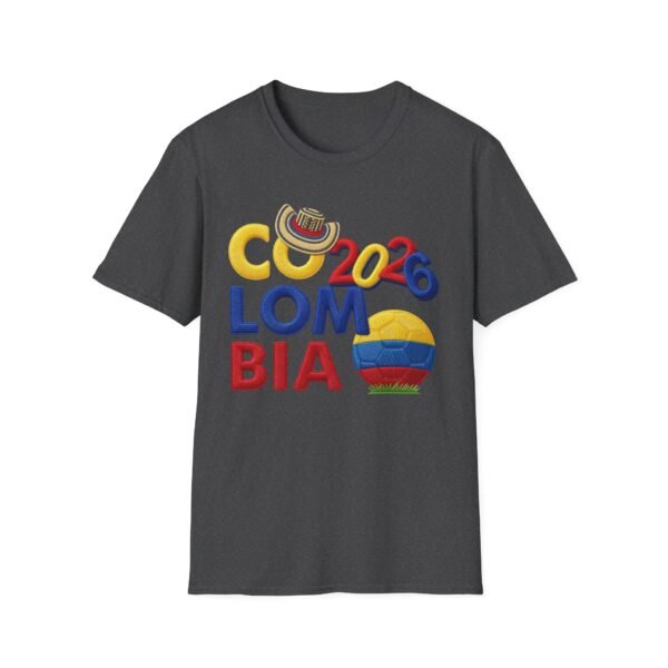 Colombia 2026 Soccer Fan T-Shirt,  Colombian Flag Ball Design, Embroidery Style