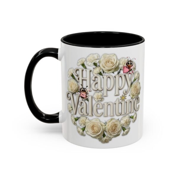 Valentine Mug , Happy Valentine Floral AccentMug, Colorful Coffee Mugs (11/15oz)