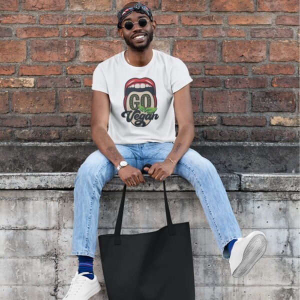 Vegan T-Shirt Medium Design , Bold Vegan Graphic Tee with Mouth Design, Thread-Style Vegan T-Shirt Medium Design , Bold Vegan Graphic Tee with Mouth Design, Thread-Style