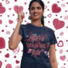 Happy Valentine’s Day T-Shirt, Cute Heart Pattern Valentine Tee, Women’s T-Shirt