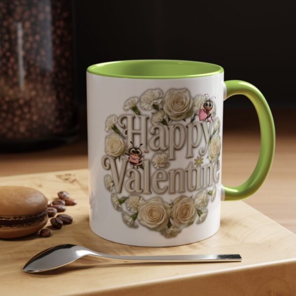 Valentine Mug , Happy Valentine Floral AccentMug, Colorful Coffee Mugs (11/15oz)