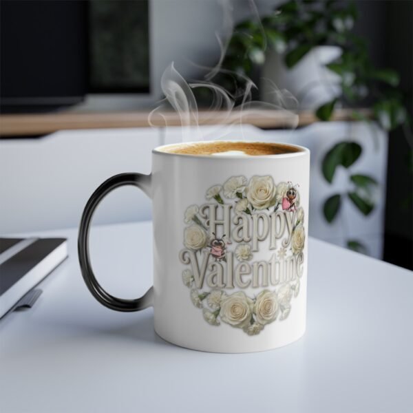 Color-Changing Mug ,Happy Valentine Mug, Vintage Floral 11oz