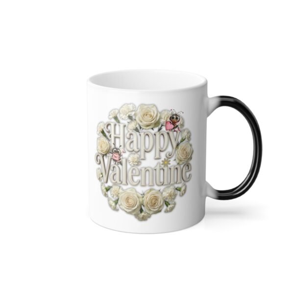 Color-Changing Mug ,Happy Valentine Mug, Vintage Floral 11oz
