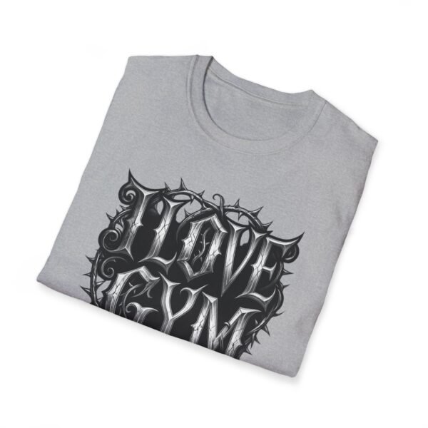 14817663030492782583_2048.jpeg I Love Gym Gothic T-Shirt, Black Thorny Typography Fitness Tee