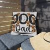 Dog Dad Outdoor Pillow, Cute Puppy Paw Print Accent for Porch & Patio, Father's Day Gift, Embroidery Style Effect