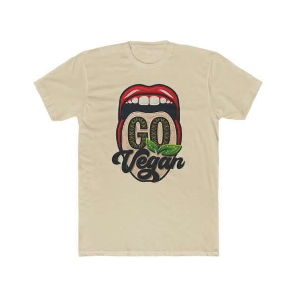 15177780636398932590_2048.jpeg Go Vegan T-Shirt Big Design , Bold Vegan Graphic Tee with Mouth Design, Thread-Style Effect