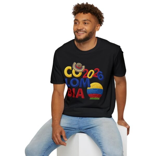 Colombia 2026 Soccer Fan T-Shirt,  Colombian Flag Ball Design, Embroidery Style