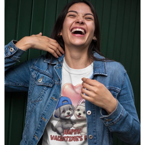 Valentine’s Day Puppies T-Shirt , Happy Valentine’s Day Cute Puppy Couple Tee, Women’s Tee