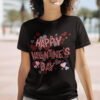 Happy Valentine’s Day T-Shirt, Cute Heart Pattern Valentine Tee, Women’s T-Shirt