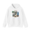 Beach Vibes Only, Skull Surf Hoodie With Attitude Embroidery Style Effect