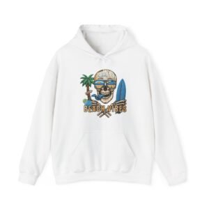 16233127414479112303_2048.jpeg Beach Vibes Only, Skull Surf Hoodie With Attitude Embroidery Style Effect