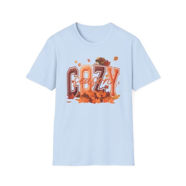 Cozy Season Women's T-Shirt,  Fall Leaves Autumn Graphic Tee, Embroidery Style Effect