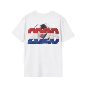 Paraguay 2026 Soccer T-Shirt , Both Sides Design, Embroidery Style Effect