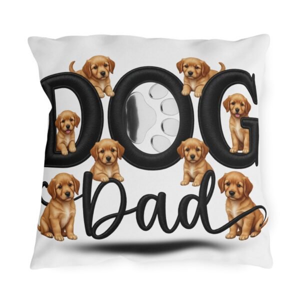 Dog Dad Outdoor Pillow, Cute Puppy Paw Print Accent for Porch & Patio, Father's Day Gift, Embroidery Style Effect