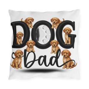 Dog Dad Outdoor Pillow, Cute Puppy Paw Print Accent for Porch & Patio, Father's Day Gift, Embroidery Style Effect
