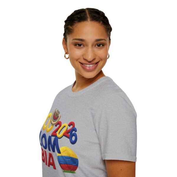 Colombia 2026 Soccer Fan T-Shirt,  Colombian Flag Ball Design, Embroidery Style