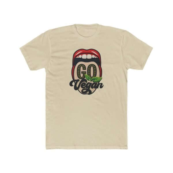 Vegan T-Shirt Medium Design , Bold Vegan Graphic Tee with Mouth Design, Thread-Style Effect