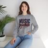 Music Teacher Crewneck Sweatshirt, Vintage Instrument & Musical Notes Design, Thread-style Effect