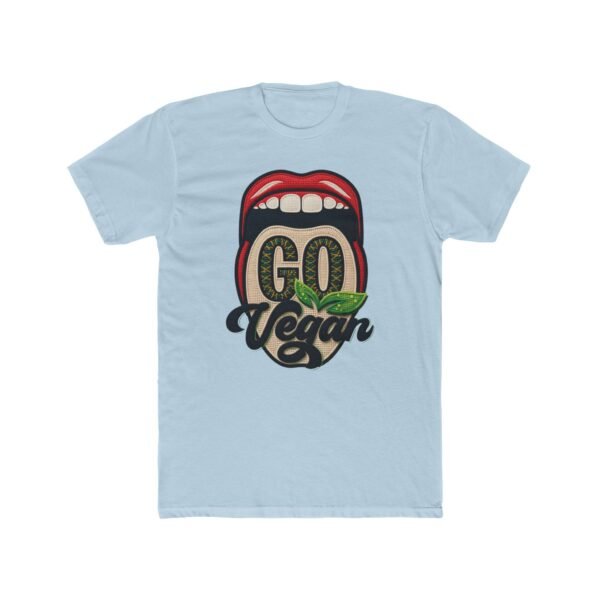 174800429590996377_2048.jpeg Go Vegan T-Shirt Big Design , Bold Vegan Graphic Tee with Mouth Design, Thread-Style Effect