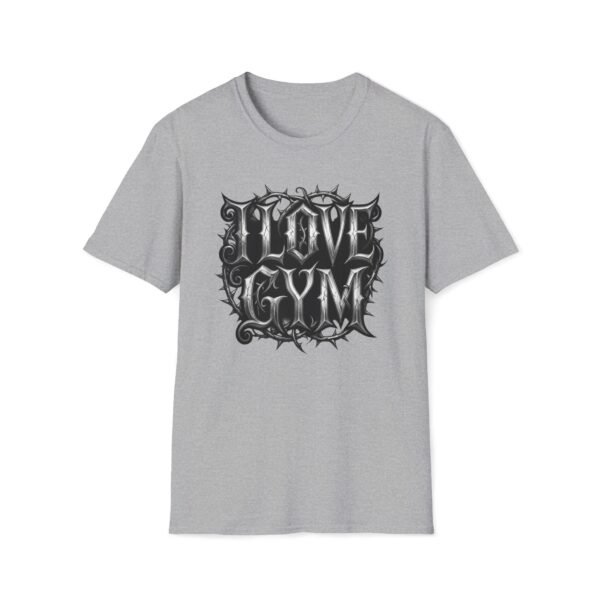 17576810126967576056_2048.jpeg I Love Gym Gothic T-Shirt, Black Thorny Typography Fitness Tee