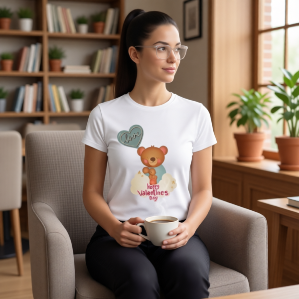 Valentine Bear Tee Cute Happy Valentine’s Day, Women’s T-Shirt