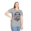 Unisex Retro T-Shirt Go Vegan, Featuring a Large Design, Eye-Catching Message, Embroidered Thread Effect.