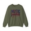 Music Teacher Crewneck Sweatshirt, Vintage Instrument & Musical Notes Design, Thread-style Effect