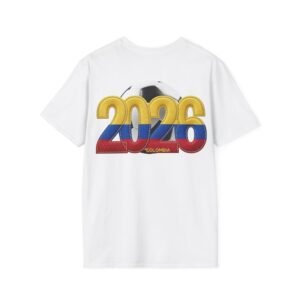 2026 Colombia Unisex Softstyle T-Shirt, Both Sides Design, Embroidery Style Effect