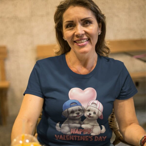 Valentine’s Day Puppies T-Shirt , Happy Valentine’s Day Cute Puppy Couple Tee, Women’s Tee