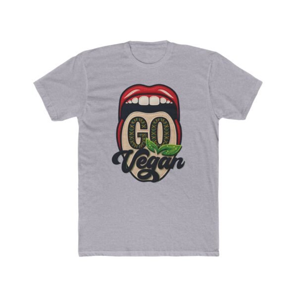 18246195295732124575_2048.jpeg Go Vegan T-Shirt Big Design , Bold Vegan Graphic Tee with Mouth Design, Thread-Style Effect
