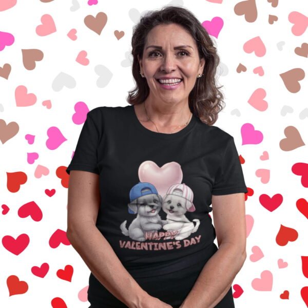 Valentine’s Day Puppies T-Shirt , Happy Valentine’s Day Cute Puppy Couple Tee, Women’s Tee