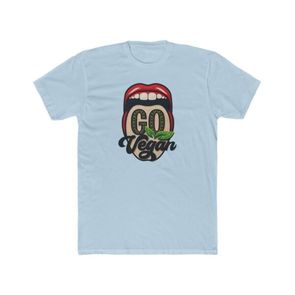 Vegan T-Shirt Medium Design , Bold Vegan Graphic Tee with Mouth Design, Thread-Style Effect