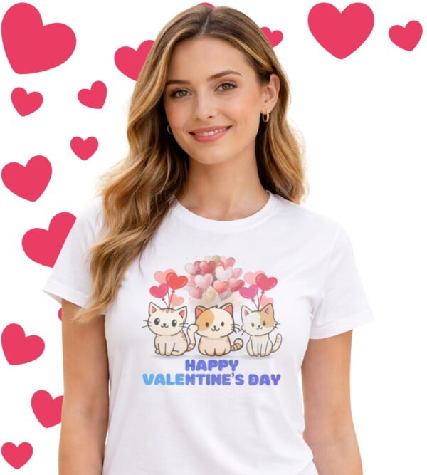 Purr-fectly in Love, Cute Kittens Valentine Tee, Women’s Shirt