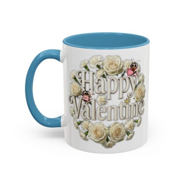 Valentine Mug , Happy Valentine Floral AccentMug, Colorful Coffee Mugs (11/15oz)