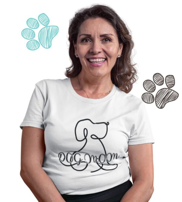 Dog Mom T-Shirt, Script Line Art Puppy Tee for Dog Lovers