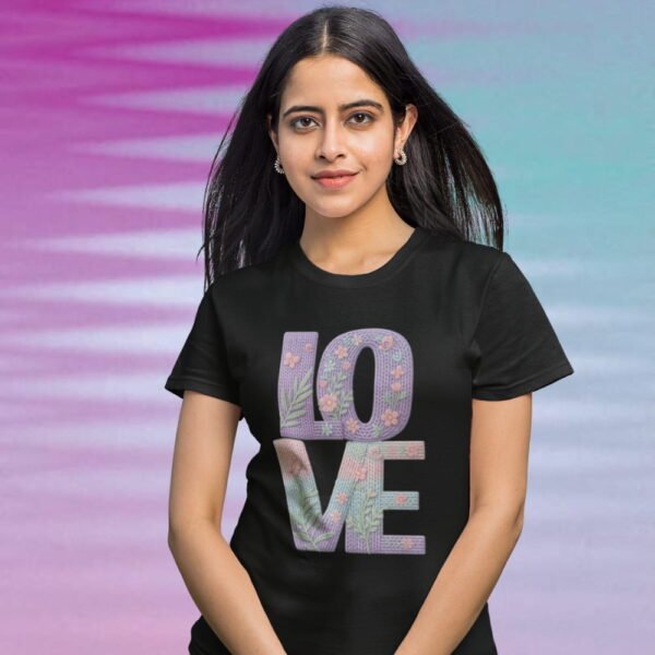 Valentine’s Day Floral Tee, Embroidery Style Effect Valentine’s Day Floral Tee, Embroidery Style Effect