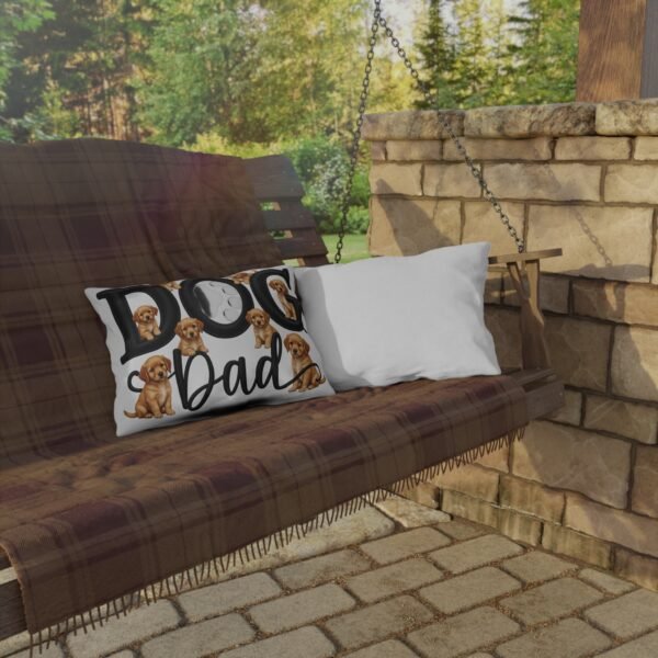 Dog Dad Outdoor Pillow, Cute Puppy Paw Print Accent for Porch & Patio, Father's Day Gift, Embroidery Style Effect