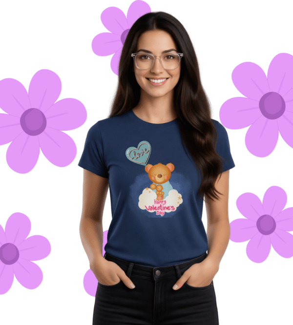Valentine Bear Tee Cute Happy Valentine’s Day, Women’s T-Shirt