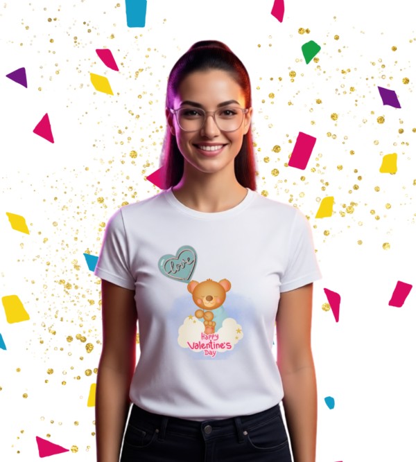 Valentine Bear Tee Cute Happy Valentine’s Day, Women’s T-Shirt