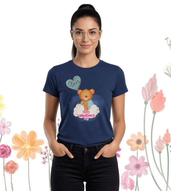 Valentine Bear Tee Cute Happy Valentine’s Day, Women’s T-Shirt