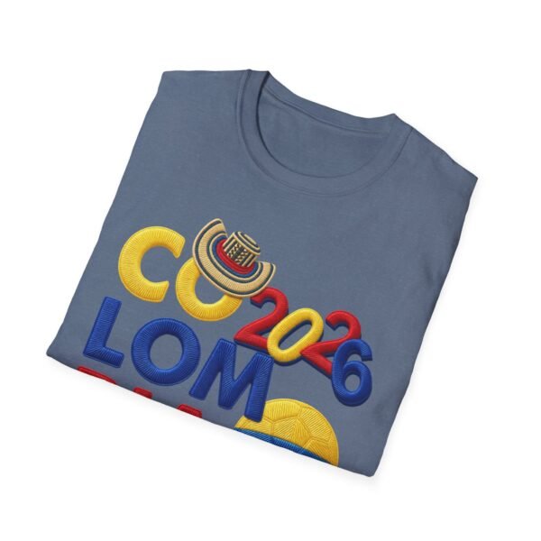 Colombia 2026 Soccer Fan T-Shirt,  Colombian Flag Ball Design, Embroidery Style