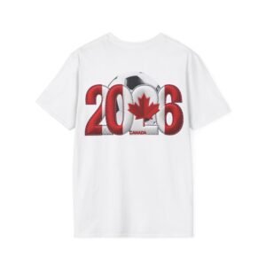 Canada 2016 Soccer T-Shirt Fan, Both Sides Design Tee, Embroidery Style Effect