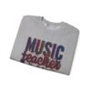 Music Teacher Crewneck Sweatshirt, Vintage Instrument & Musical Notes Design, Thread-style Effect
