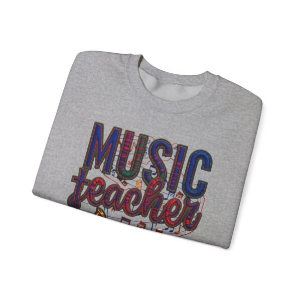 Music Teacher Crewneck Sweatshirt, Vintage Instrument & Musical Notes Design, Thread-style Effect